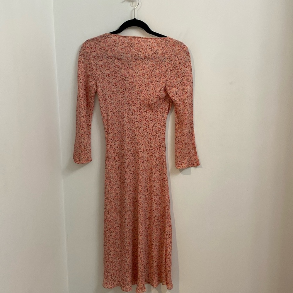 Diane Von Furstenberg DVF Vintage Early 2000’s Silk Print Midi Dress Pink Sz S - Picture 4 of 5